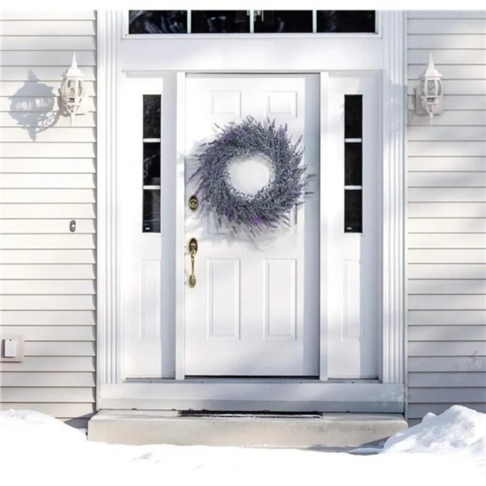 Lavender Wreaths for Front Door, 18inch Artificial Farmhouse Wreaths for Wall